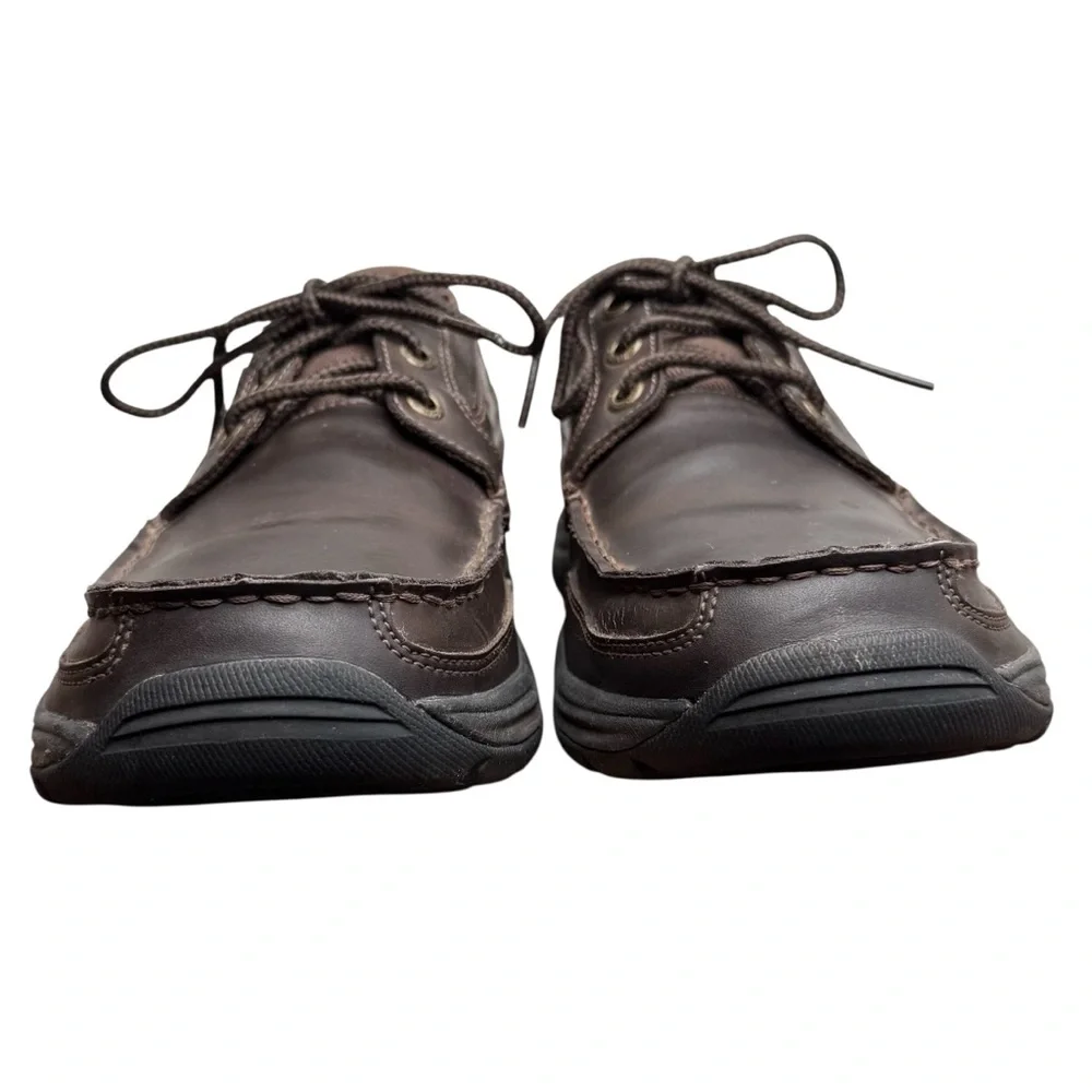 Skechers Men's Dark Brown Leather Relaxed Fit Lace Up Boat Shoes Size 8.5